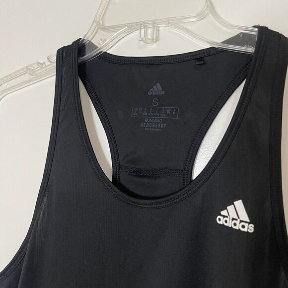 ADIDAS aeroready black racer back running tank top size small - Picture 2 of 6